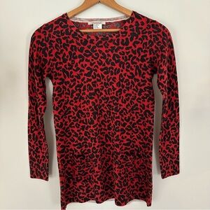 Gerard Darel Red Leopard Print Wool Sweater